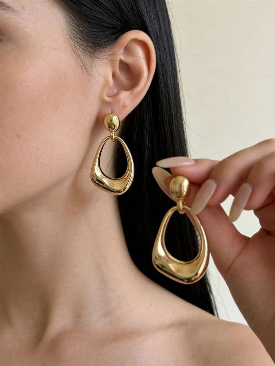 Chunky Gold Teardrop Dangle Earrings
