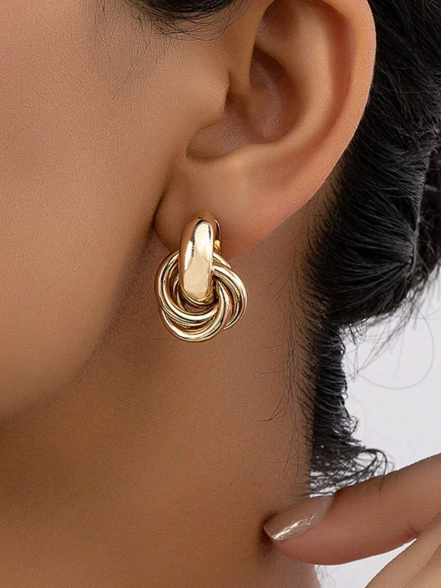 Geometric Double Circle Stud Earrings