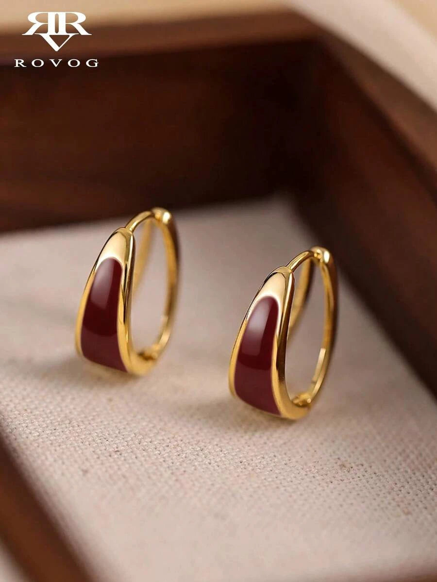 Minimalist Geometric Copper Hoop Earrings