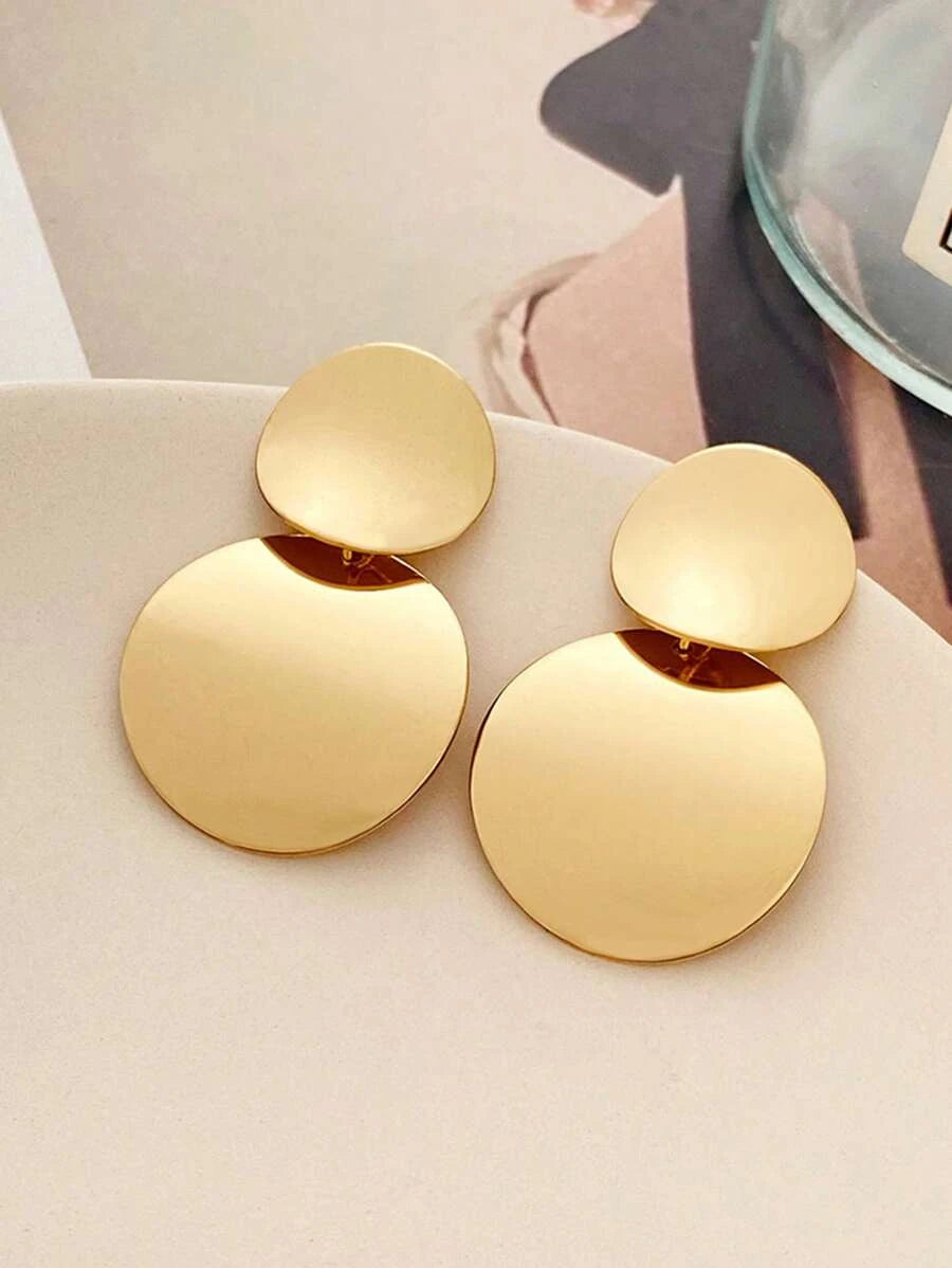 Retro Fashion Metal Round Disc Earrings