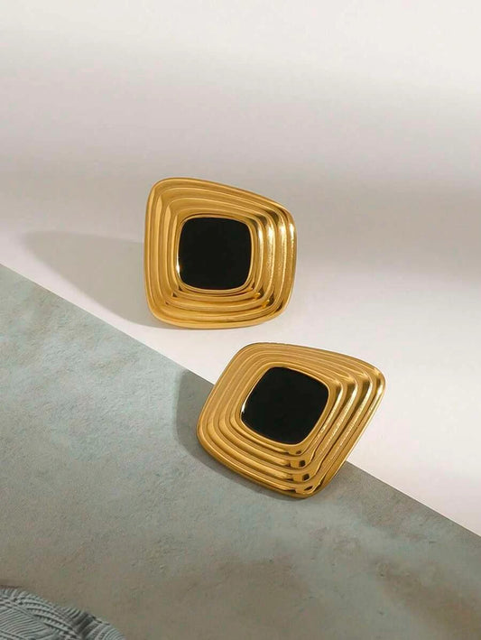 French Retro Geometric Stainless Steel Earrings