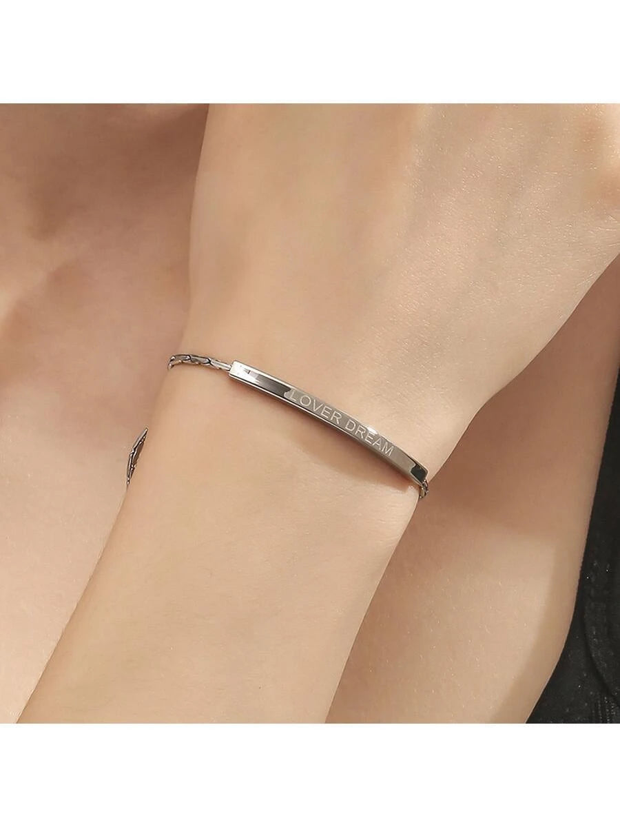 Gold Plated Stainless Steel Curved Tube Charm Bracelet