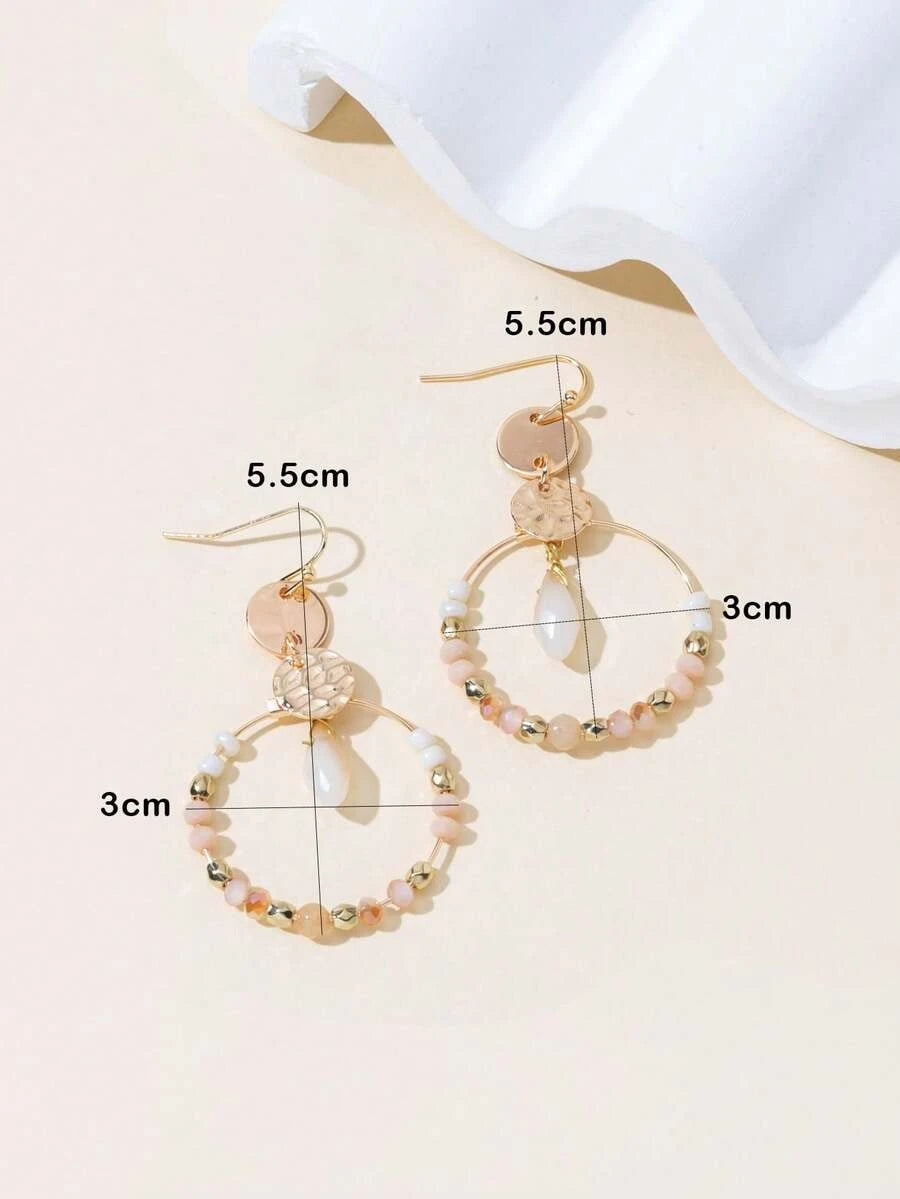 Retro Crystal Beaded Pendant Earrings