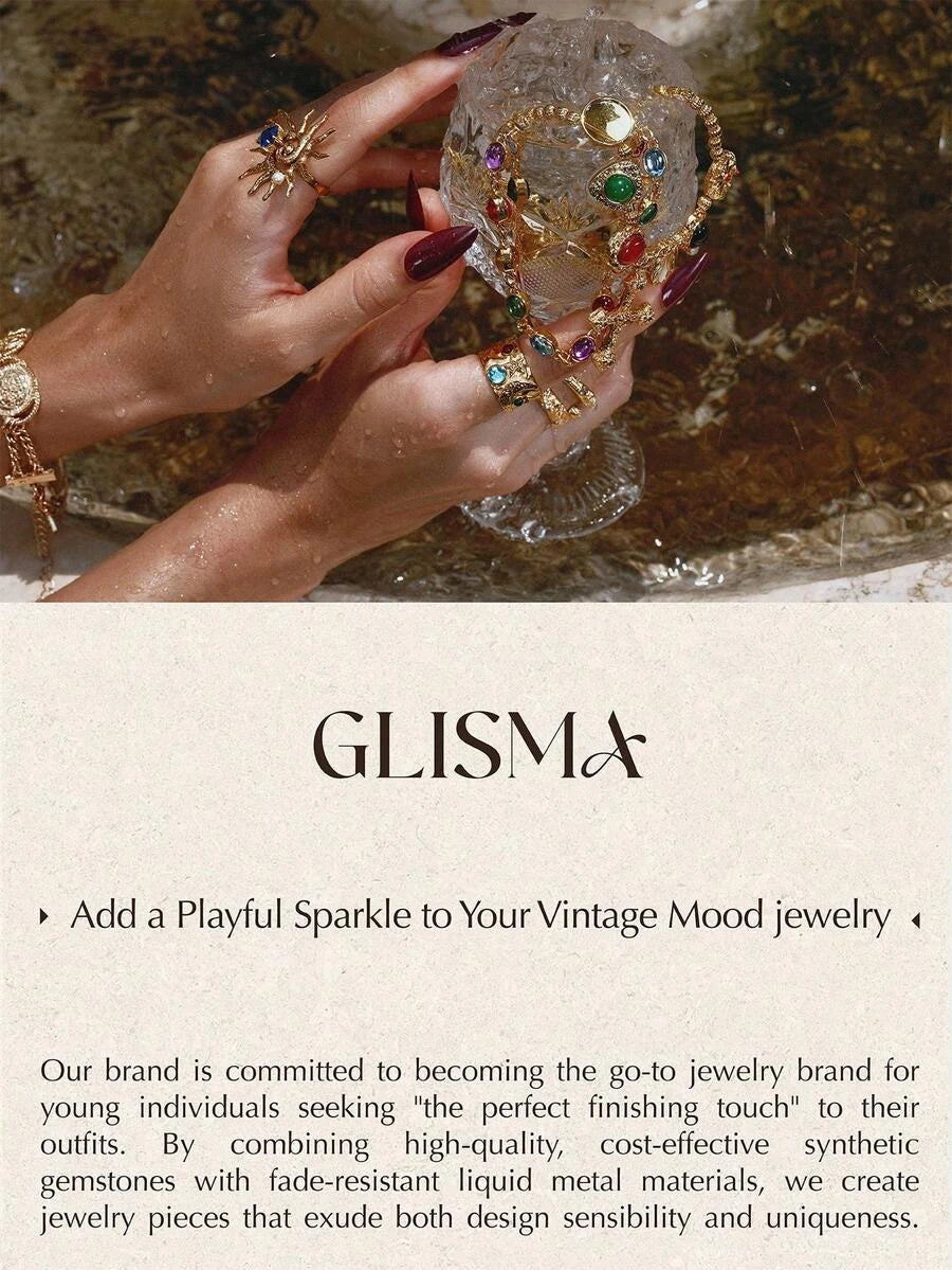 Glisma Gold Plated Geometric Open Ring