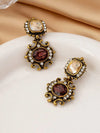 Retro Geometric Oval Rhinestone Stud Earrings