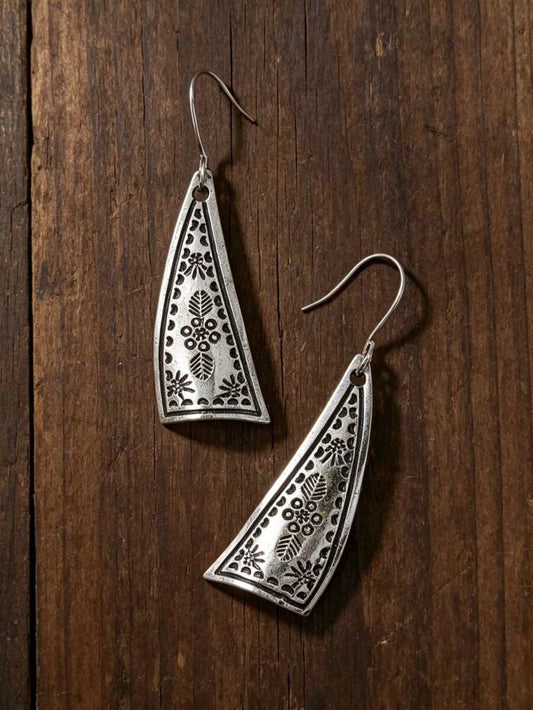 Vintage Carved Triangle Minimalist Alloy Earrings
