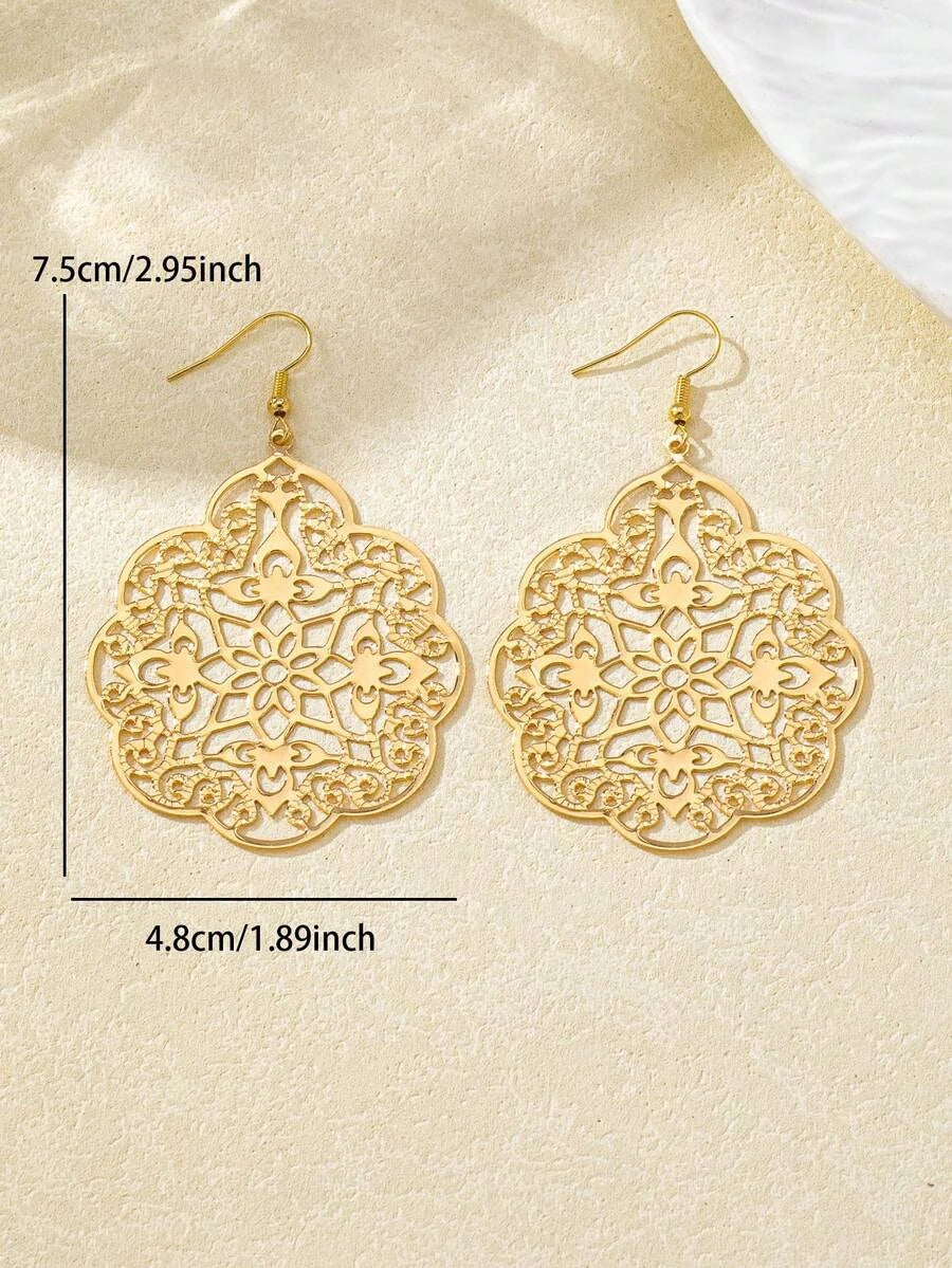 Minimalist Gold Hollow Pendant Earrings