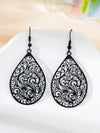 Black Hollow Teardrop Earrings