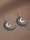 Retro Asymmetric Crescent Moon Drop Earrings