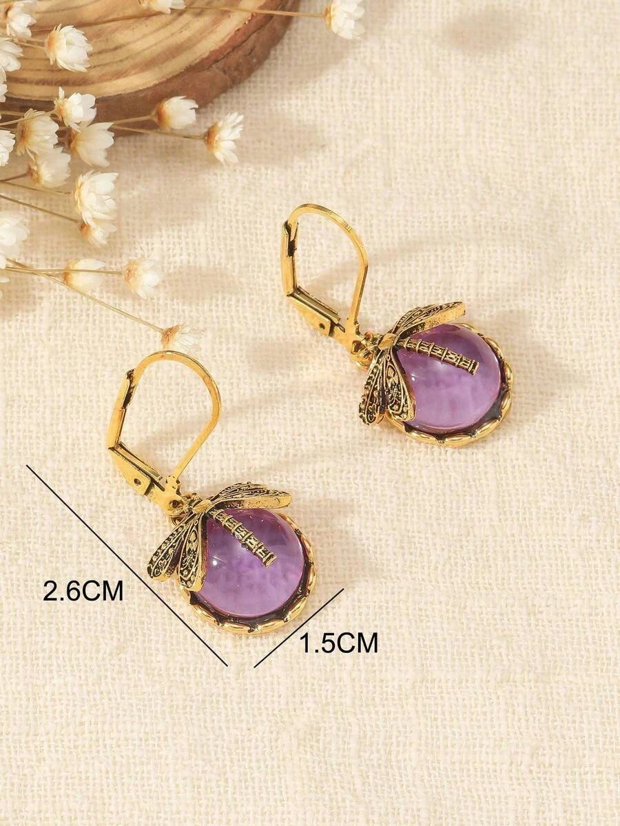 Vintage Dragonfly Drop Earrings