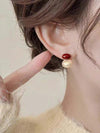 Gold Plated Faux Pearl Stud Earrings
