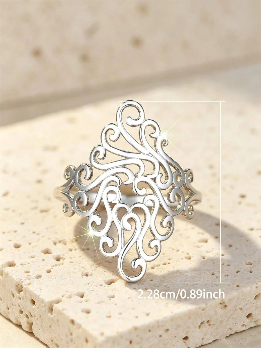 Vintage Floral Sterling Silver Ring