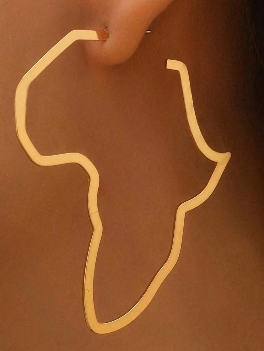 Exaggerated African Map Alloy Earrings