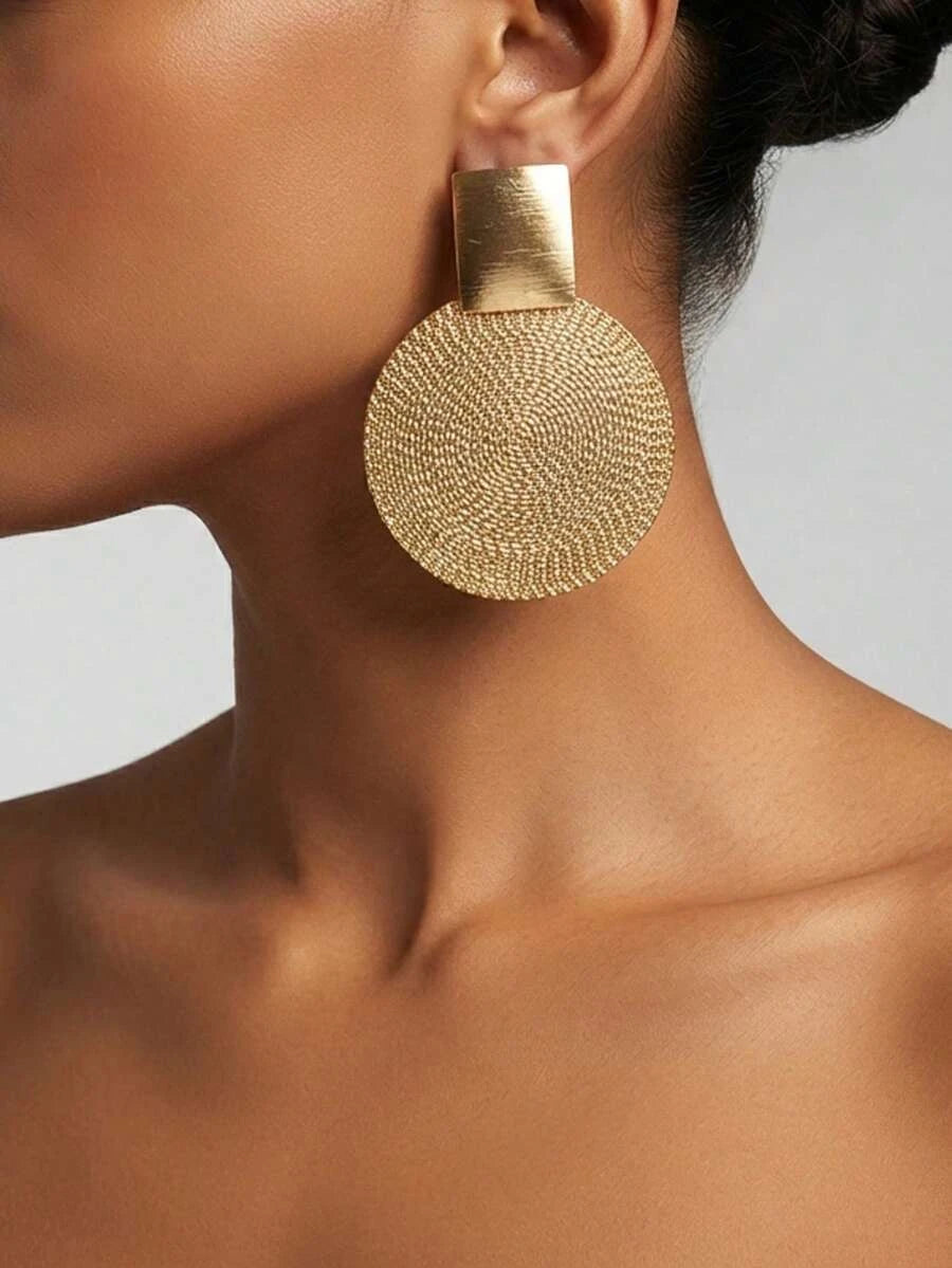 Geometric Disc Patchwork Statement Earrings