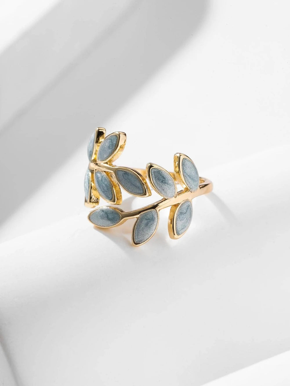 Color Block Leaf Cuff Ring