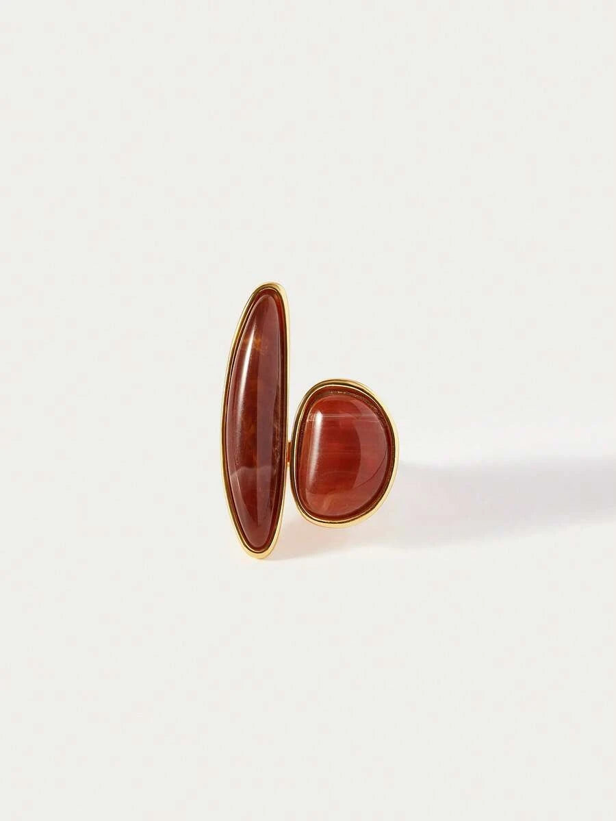Glisma Gold Plated Geometric Open Ring