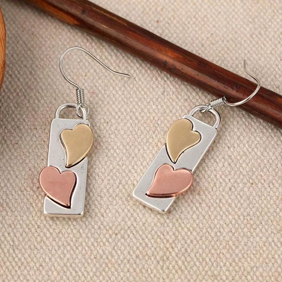 Vintage Minimalist Geometric Heart Earrings