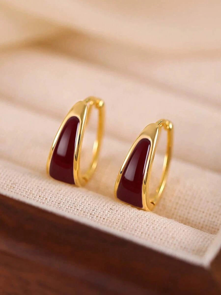 Minimalist Geometric Copper Hoop Earrings