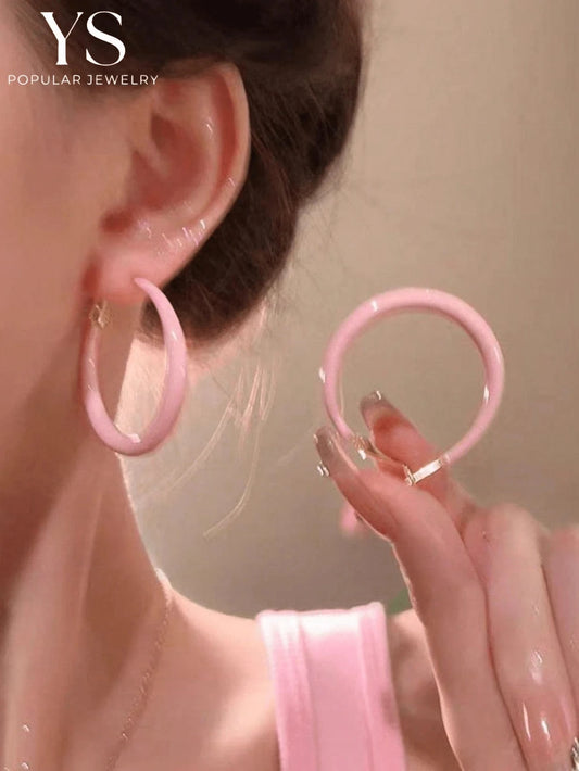 Vintage Pink Enamel Earrings