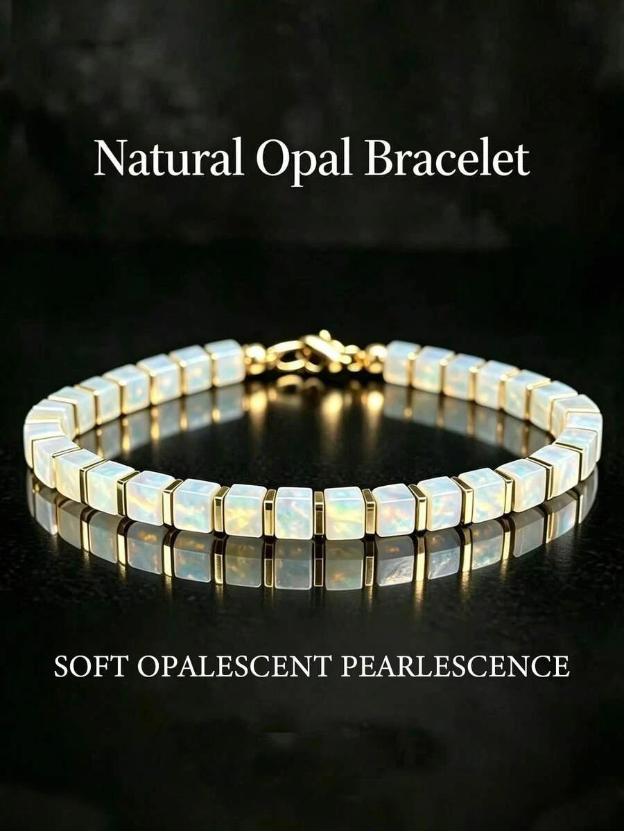 Natural Opal Square Bead Bracelet