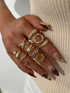 Vintage Geometric Wave Rings Set
