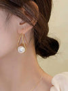 Vintage Faux Pearl Copper Dangle Earrings